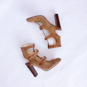 1250$MRP Jimmy Choo‎ 100 Hazel Suede And Leather Booties With Studs Sz:38.5